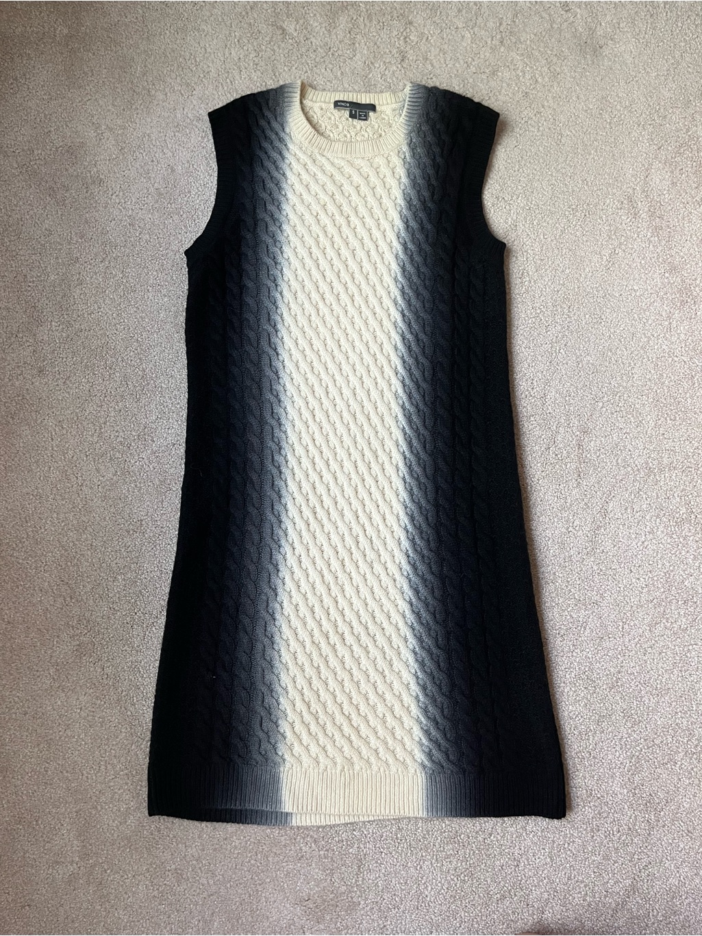 Vince Ombr Cable-Knit Sweater Dress Wool Cashmere S